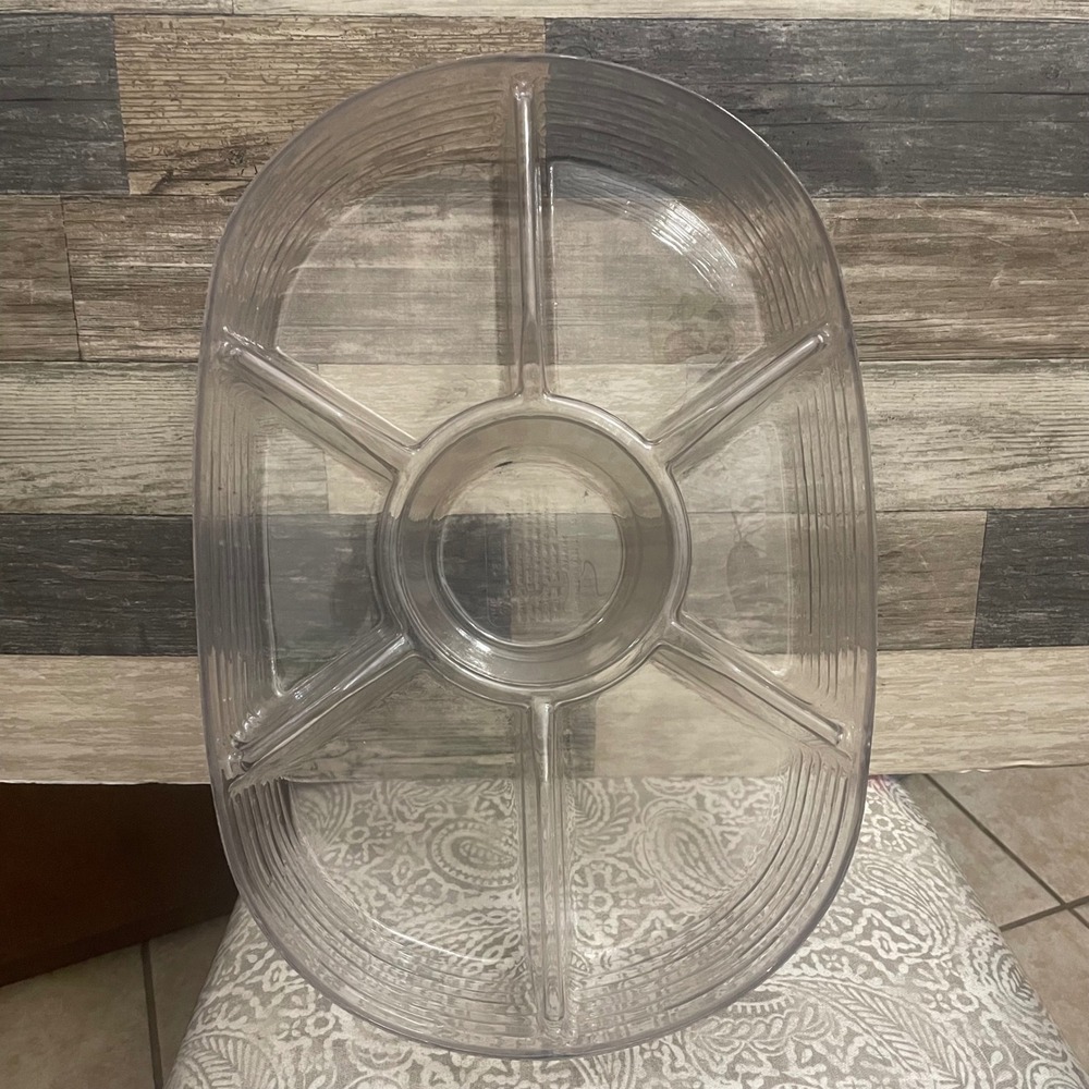 Longaberger Clear Plastic‎ Divided Serving Tray Platter basket insert 49727